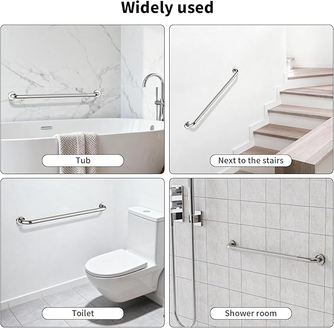 36 Inch Anti Slip Shower Grab Bar, Munzong Bathroom Grab Bar for Showers, Brushed Nickel Knurled Handicap Balance Bar,Safety Hand Rail Support Elderly Senior Assist Bath Handle