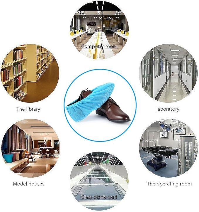 Tomus-UNI Shoe Covers Disposable 200 Pack (100 Pairs) | Non-Slip, Durable, Indoor | Protect Your Home, Floors and Shoes