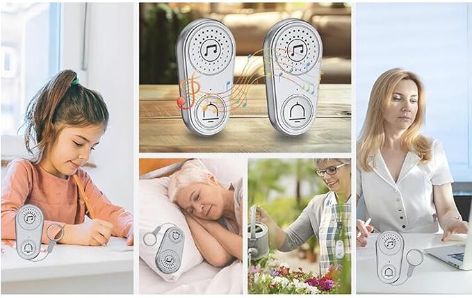 PUSOKEI Caregiver Pager Wireless Call with Two - Way Voice & 40-Day Battery, 105dB Loud Alert for Elderly Care and Home Use, 3 - Floor Range