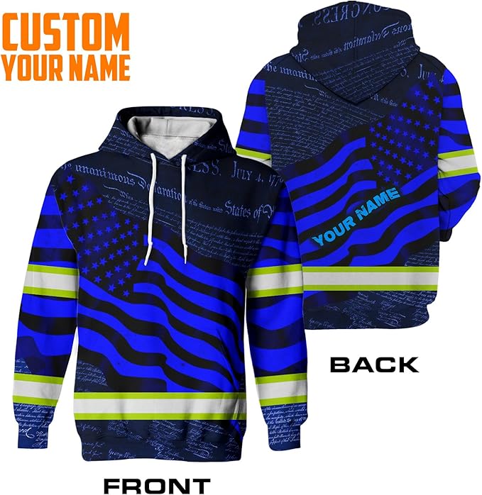 US Flag High Visibility Hoodie for Men Reflective Hoodie Safety Workwear for Worker Runner Patriotic ACC02