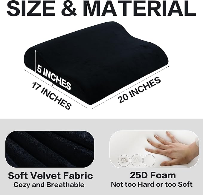 HOMBYS Extra Large Recliner Leg Pillow, Foam Foot Rest Cushion Wave Shape Recliner Footrest Extender, Multi Purpose Back & Lumbar Support Pillow for Bed, Sofa Couch, (Black)