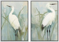 MUDECOR Framed Canvas Print Wall Art White Heron Pair in Marsh Coastal Illustrations Modern Art Decorative Bohemian Colorful for Living Room, Bedroom, Office - 16"x24"x2 White