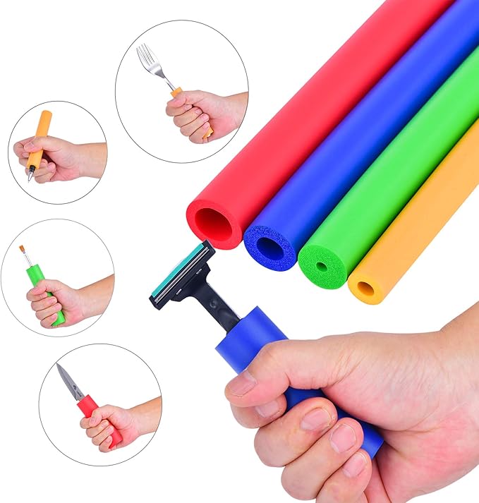 Foam Tube Grip/Foam tubing- 8PCS (4 Sizes) Comfortable Aid for Utensils - No BPA/Phthalate/Latex
