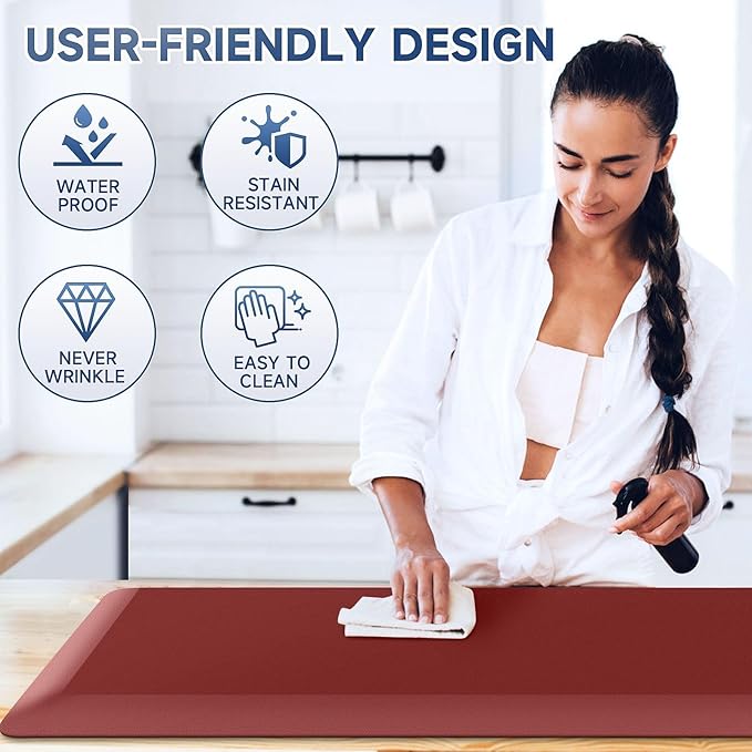 4/5 Inch Thick Kitchen Mat Anti Fatigue Mat Kitchen Rugs Kitchen Decor Non-Slip, Stain & Water Resistant, Kitchen Mats Desk Mat for Kitchen, Office, Workshop, Red, 17'' x 60''