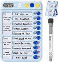 Magnetic Chore Chart for Kids with Timer, Visual Schedule for Kids, ADHD Tools for Kids to Do List, Checklist with 99-Min Countup/Countdown Chore Board with Sliders & Dry-Erase Sheets (Blue)