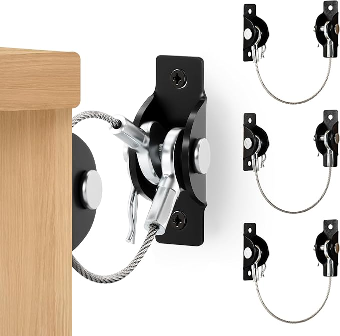 Furniture Anchors Anti-Tip Kit (4 Pack)- Furniture Straps for Baby Proofing, Secure 400 lbs Cabinet Prevent Falling Prevention Strap, Wall Anchor Prevent Child Pet Safety, HOME MASTER HARDWARE