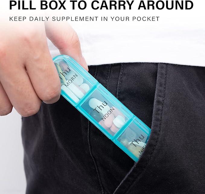 Daviky Pill Organizer 3 Times a Day, Daily Pill Box 7 Day, Weekly Cases Medicine Organizers to Hold Vitamins and Medication