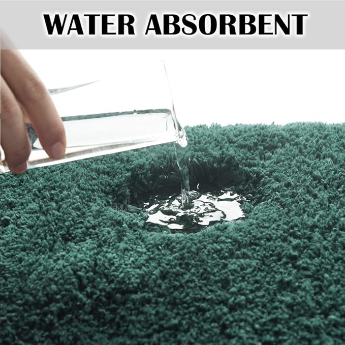 Suchtale Bath Rug for Non Slip Bath Mat - Shaggy, Thick Plush, Machine Washable - Hunter Green (20 x 32, Soft Microfiber)