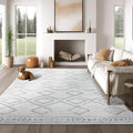 jinchan Moroccan 6x9 Area Rugs for Living Room - Machine Washable Soft Modern Geometric Stain Resistant Ultra-Thin Low-Pile Large Rug Non-Slip Carpet for Bedroom Kitchen Dining Room (6x9ft, Grey)