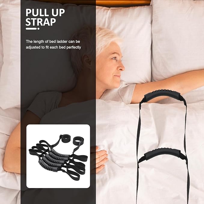 Adjustable Elderly Bed Ladder Pull Up Strap for Seniors and Disabled People, Four-Layer Assist Rope for Bed Climbing and Sit-Up Support, Elderly Mobility Aid for Bedroom Use