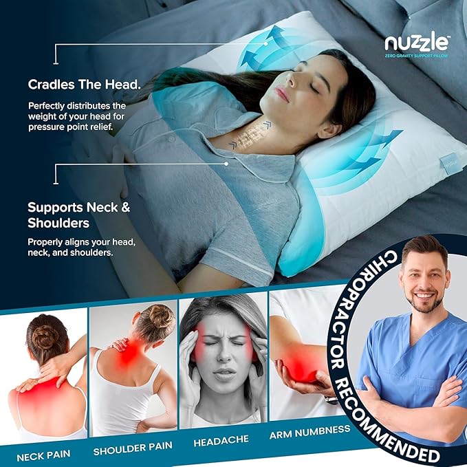 Nuzzle Cooling Adjustable Pillow for Side Sleepers, Luxury Standard Size Set of 2 Bed Pillow Hotel Collection - Best Adjust Height Soft Firm Pillow for Back, Stomach or Side Sleepers - Home Gifts