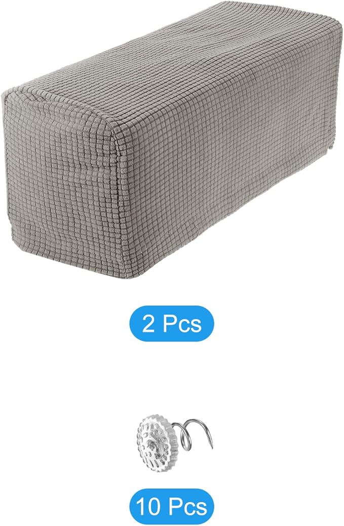 uxcell 2pcs Stretch Armrest Covers for Chairs/Sofas, Couch Arm Covers with Twist Pin, Furniture Protector Slipcovers Taupe
