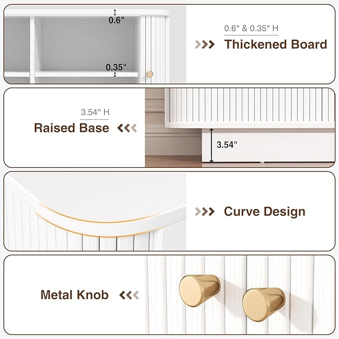 Fluted Entryway Bench with Shoe Storage, 31" W Small Shoe Bench with Sliding Door, Mud Room Benches with Seat, Upholstered Wooden Rack Organization for Living Room, Apartment, Dorm, White
