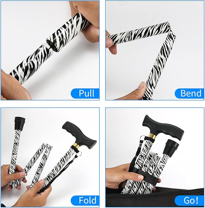 Walking Cane LIXIANG Cane for Man/Woman | Mobility & Daily Living Aids | 5-Level Height Adjustable Walking Stick | Comfortable Plastic T-Handle Portable Walking Stick Folding Cane