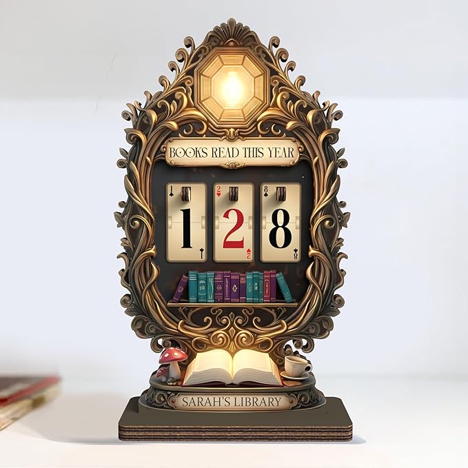 Personalized Book Tracker, Books Read This Year Counter Sign, Whimsical Lantern Bookshelf Decor, Fantasy Home Library Accessories, Custom Christmas Bookish Gifts for Women, Book Lovers, Readers