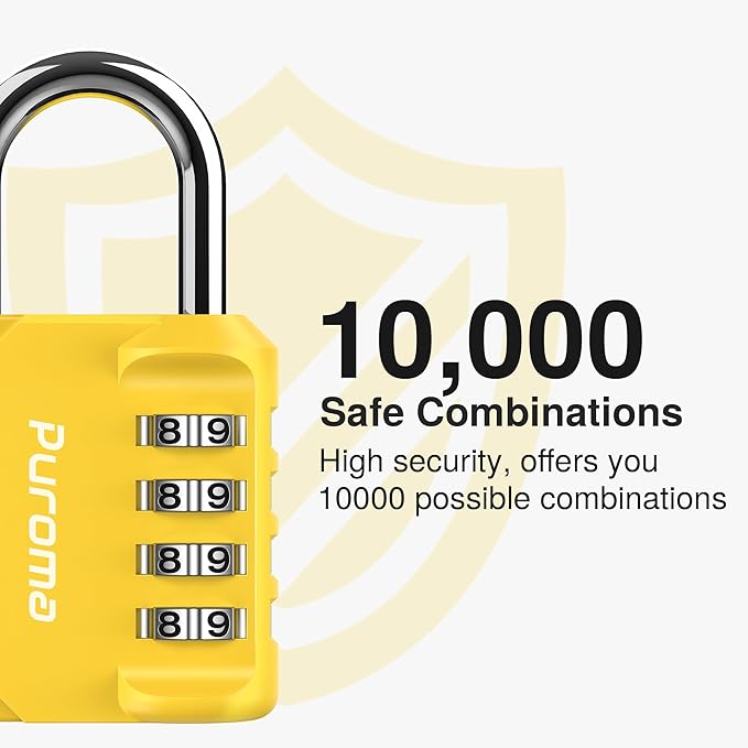 Puroma 2 Pack Combination Lock for Locker 4 Digit Outdoor Waterproof Padlock for School, Gym, Sports, Fence, Toolbox, Gate, Case, Outdoor, Hasp Storage, Cabinets (Yellow)