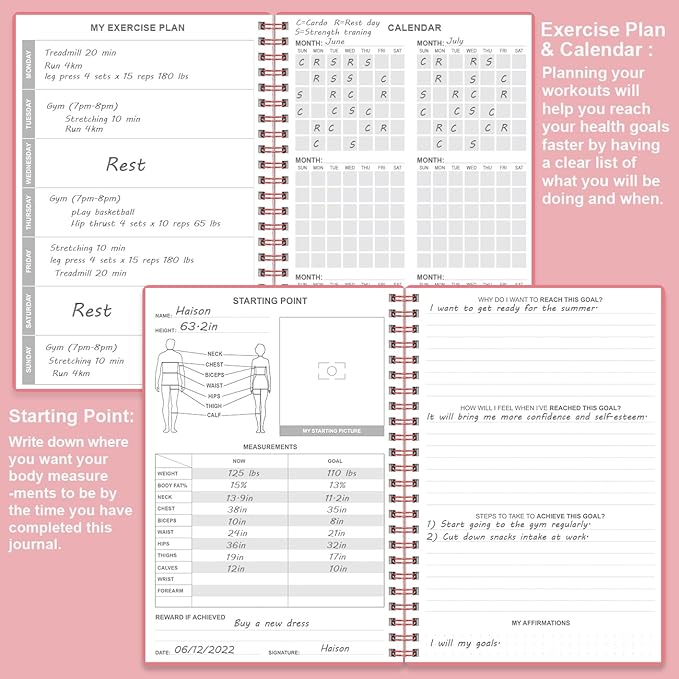 Weekly Meal Planner - A5 Weekly & Daily Meal Prep Journal with Shopping and Grocery Lists for Menu Planning, 93 Sheets/186 Pages Healthy Diet & Weight Loss Tracking, Undated, 52 Weeks, Lasts 1 Year,