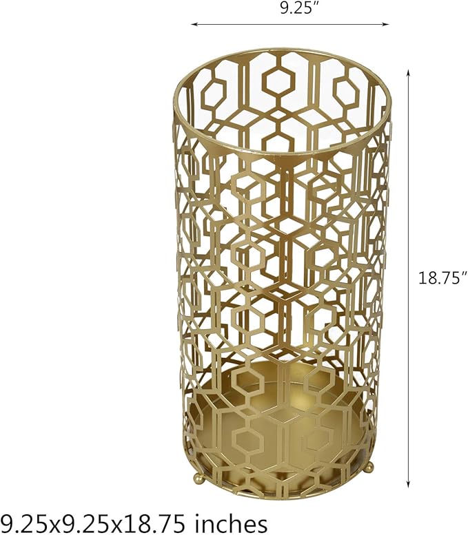 Joveco Metal Umbrella Racks, Gold Round Stand Holder Organizer with Drip Tray, Freestanding Holders for Canes Walking Sticks Entryway Home Office (Gold)