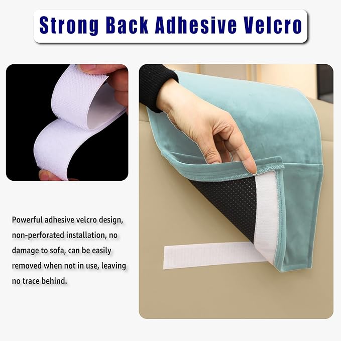 Velvet Recliner Head Pillow with Non-Slip Base - Adjustable Neck Support for Pain Relief in Home, Office and Travel (Light Blue)