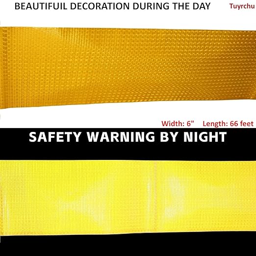 Yellow Reflective Tape Outdoor Waterproof 6 inch, High Visibility Hazard Conspicuity Safety Industrial Marking Tape (66 feet)