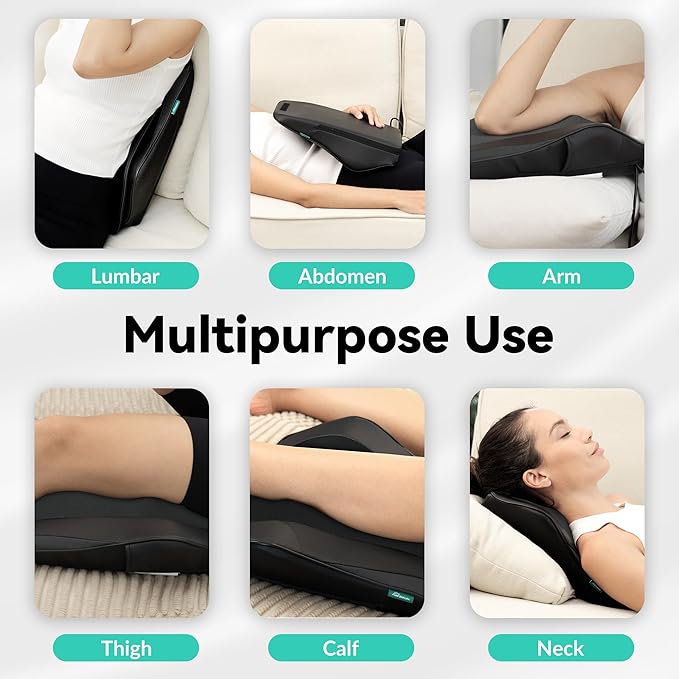 Snailax Shiatsu Lower Back Neck Massager with Heat, Kneading Back Massager for Back Pain Relief Deep Tissue, Vibration Massage Pillow Ideal Gifts for Men Women Mom Dad