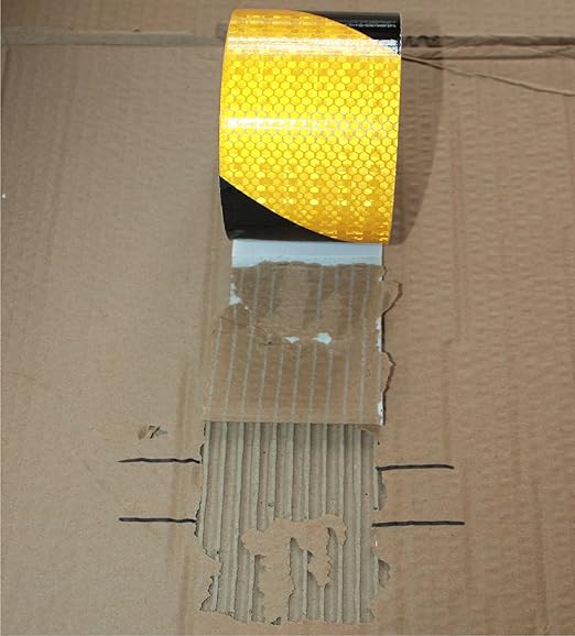 Yellow Black Reflective Tape Outdoor Waterproof 3 inch X 66 feet, High Visibility Hazard Conspicuity Safety Industrial Marking Tape