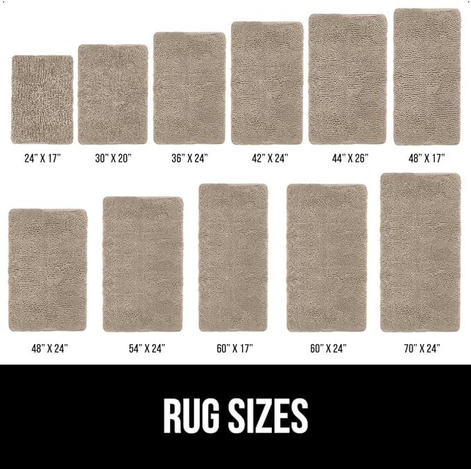 GORILLA GRIP Bath Rug Mat, Thick Soft Absorbent Chenille, Quick Dry Microfiber Mats, Rubber Backing Washable Shower Floor Rugs, US Designed Bathroom Bathmat Home Decor Accessories, 24x17, Gray Beige