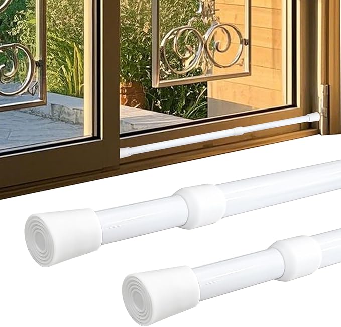 Sliding Door Security Bar,Window Security Bars Adjustable Sliding Door Lock Bars with Rubber Tips, Diameter 1.2" Window Safety Lock Bar Stopper (15.7''-27.5'', 2, Count)
