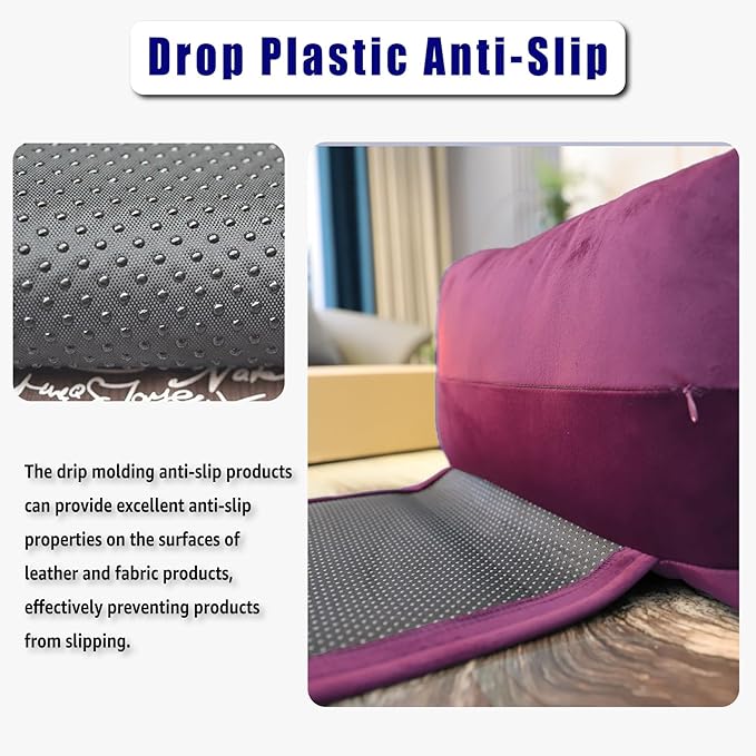 Non-Slip Head Pillow for Recliners - Neck Support Cushion with Velvet Cover for Pain Relief at Home, Office and Travel (Plum)