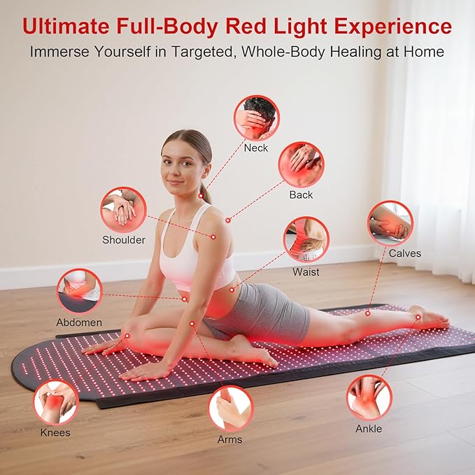 Full Body Red Light Therapy Mat, 71"x33" Infrared Light Therapy Blanket with 1380 LEDs (660nm & 850nm) for Muscle Recovery, Pain Relief & Sleep Improvement
