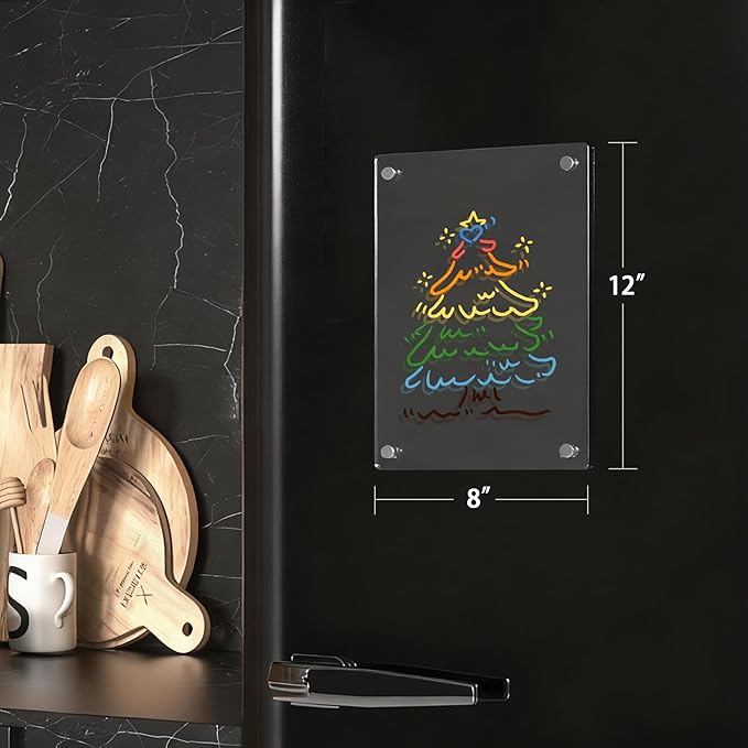 Magnetic Clear Dry Erase Board for Fridge, 12 X 8 inch Acrylic Note Whiteboard with 3 Markers