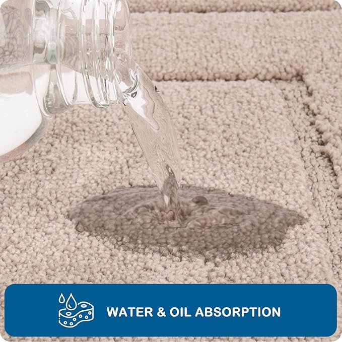 PURRUGS Machine Washable Kitchen Runner Rug 24" x 59", Non-Slip/Skid Hallway Runner Rug, Super Absorbent Soft Area Rug for Kitchen, Hallway & Laundry, Beige