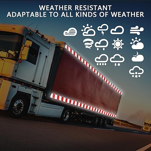 SWRT 2 Inch X 30 FT Reflective Tape Outdoor Waterproof Red & White Reflective Tape Strong Adhesive Caution Hazard Warning Tape Reflector Conspicuity Tape for Trailer Sign