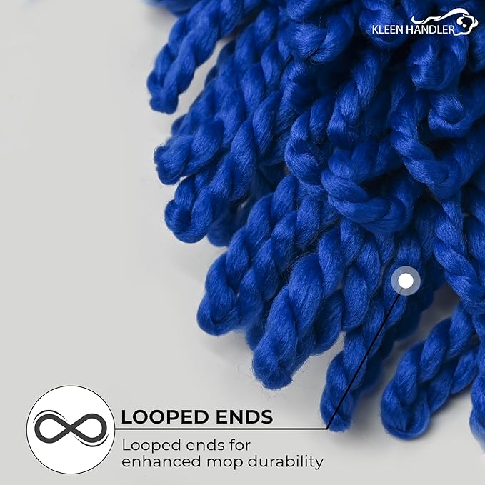 KLEEN HANDLER 36 Inch Microfiber Dust Mop Bulk Pack of 12, Large Washable Commercial Mop Head Replacement, Sweeper, Janitorial Supplies, Blue