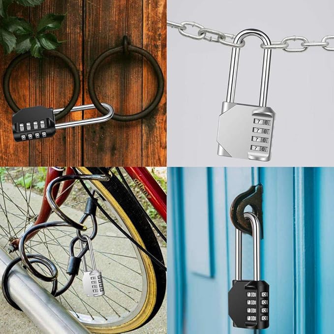 2 Pack disecu 2.2 Inch Long Shackle Combination Lock, 4 Digit Outdoor Waterproof Padlock for School Locker, Gym Locker, Storage Unit, Gate, Fence, Toolbox, Cabinet (Black)