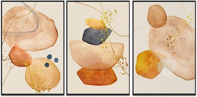 QKF Modern decor Minimalist Abstract framed Canvas Large Wall Art For Living Bedroom Bathroom Room Paintings posters Home Decoration posters & prints 16“X 24” wall art set of 3