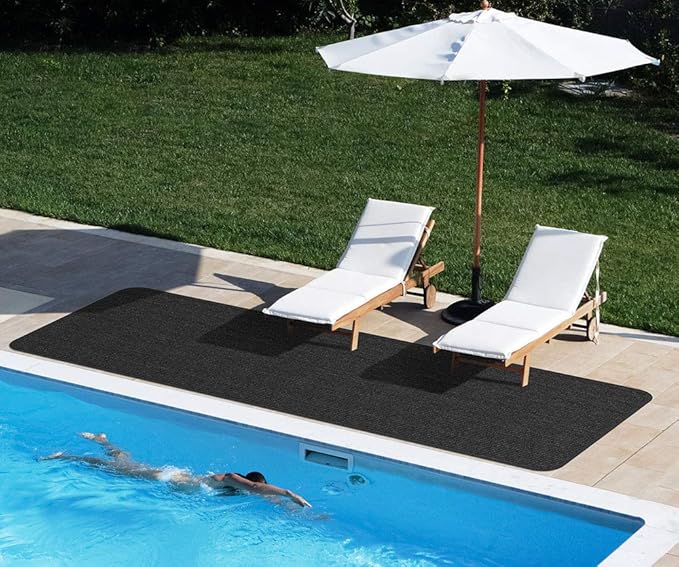 House, Home and More Indoor Outdoor Double-Ribbed Carpet Runner with Skid-Resistant Rubber Backing - Smokey Black - 4 Feet x 20 Feet