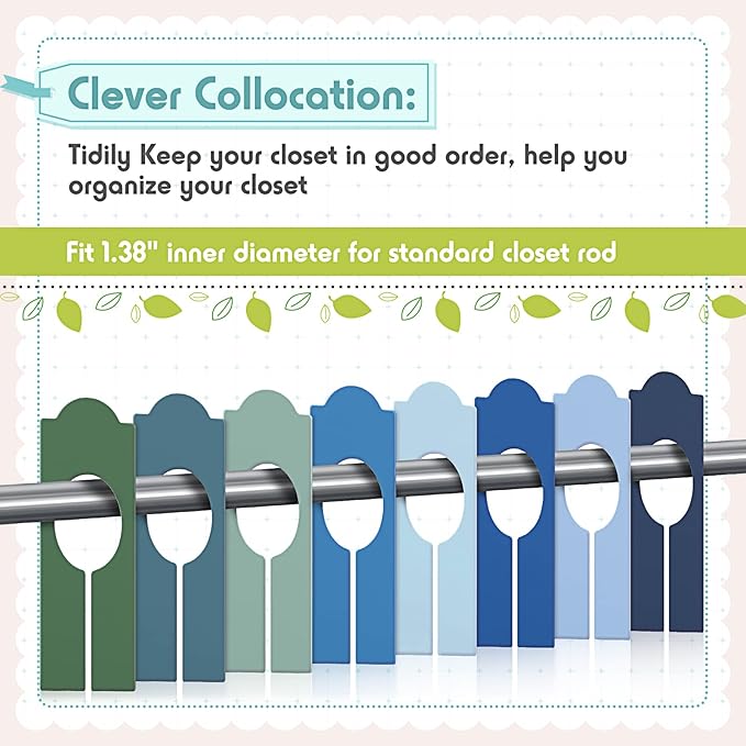 Sintuff 64 Pcs Hanging Closet Size Dividers Clothing Rack Dividers Rectangular Reusable Closet Separators for Clothing Racks Retail (Bright Color)