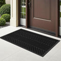 16" x 32" Black Front Door Mat Indoor Outdoor, Low Profile Welcome Doormat for Entrance, Waterproof All-Weather Entry Mat for High Traffic Area