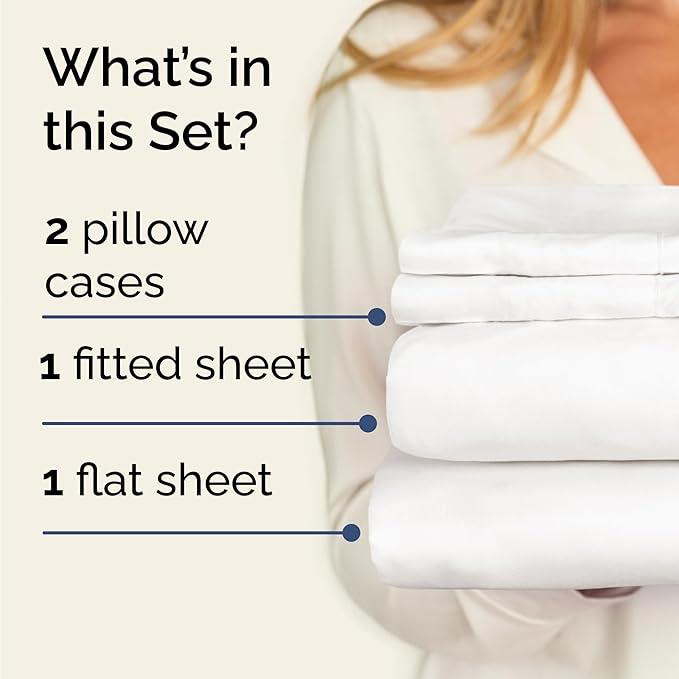 Twin 4 Piece Sheet Set - Cooling & Breathable Bed Sheets - Hotel Luxury Bed Sheets for Women, Men, Kids & Teens - Sheets w/Deep Pockets & Easy Fit - Soft & Wrinkle Free - Twin Antique White Sheets