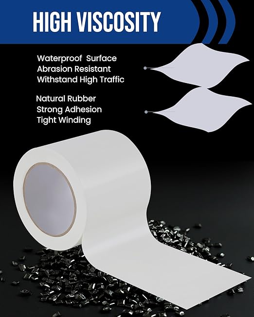 Lichamp 6 Rolls Vinyl Tape, Premium Safety Marking and Traffic Floor Marking Tape, Bundling, Social Distancing, 4 Inch x 36 Yards per Roll, 216 Total Yards, White