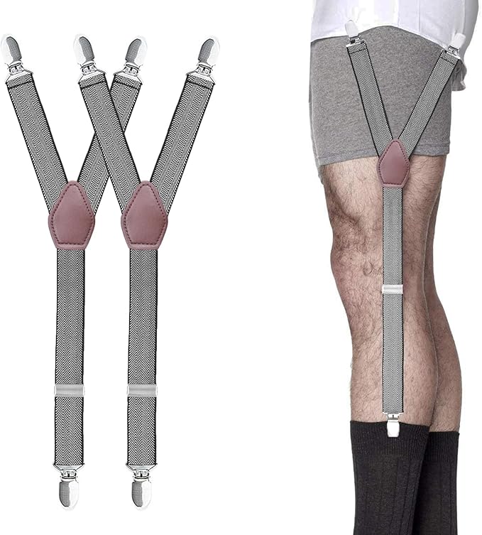 STAY GENT Y-Style Shirt Stays For Men with Non-Slip Locking Clamps and Adjustable Elastic Straps