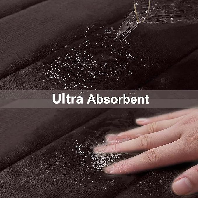 Buganda Memory Foam Bath Mat, 50" x 30", Ultra Soft and Non-Slip Bathroom Rugs, Water Absorbent and Machine Washable Bath Rug Runner for Bathroom, Shower, and Tub, Brown