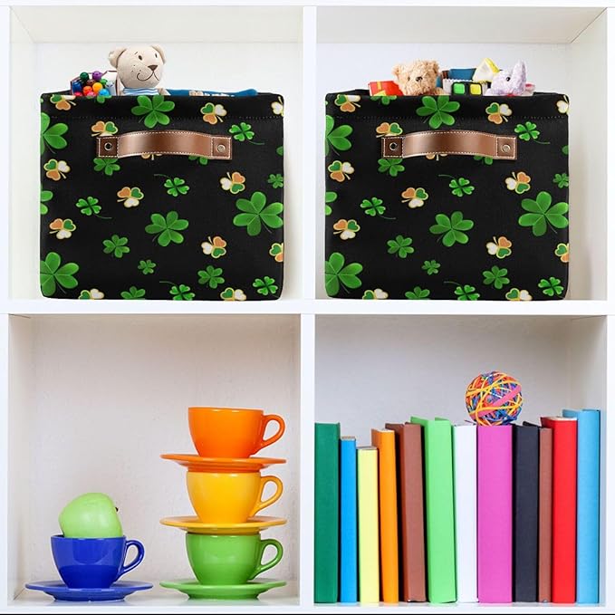 Storage Basket St Patrick's Day Cube Storage Bins Organizer Bag Collapsible Closet Shelf Baskets with handle for Cloth Book 14.2×10.2×8.3 IN