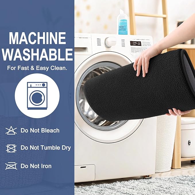 OLANLY Thick Memory Foam Bath Mat Rug 36x24, Extra Soft Absorbent Bathroom Rug, Quick Dry Bath Mats, Non-Slip, Machine Washable Carpet for Bathroom, Tub and Shower, Home Decor Accessories, Black