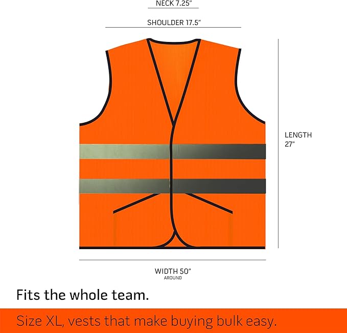 PeerBasics Pocket Safety Vest Bulk Pack Reflective High Visibility Men Women