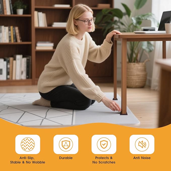 4 Pack Square Rubber Furniture Caster Cups, 3X3 Anti-Slip Gripper for Hardwood Floor Protection, Heavy Duty Anti Slide Floor Protectors for Bed Couch Stoppers