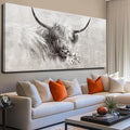 MLART99 Farmhouse Decor Wall Cow Painting Wall Art for Living Room White Flower Wall Decor 29"x 58" Grey Artwork for Bedroom Dining Room Decorations