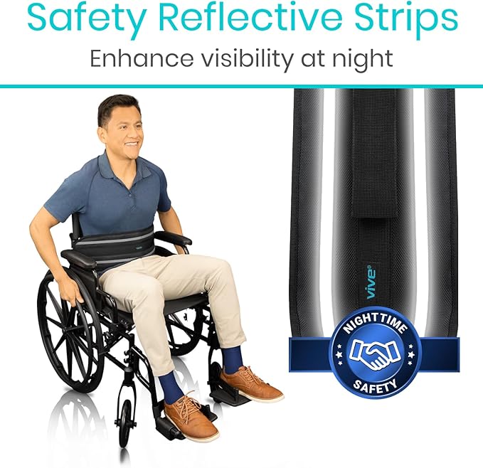 Vive Wheelchair Seatbelt - Safety Belt For The Elderly - Harness For Adults - Adjustable Straps For Chair/Bed Restraint - Patients Care - Falling out Prevention - For The Elderly, Pregnant & Paralyzed