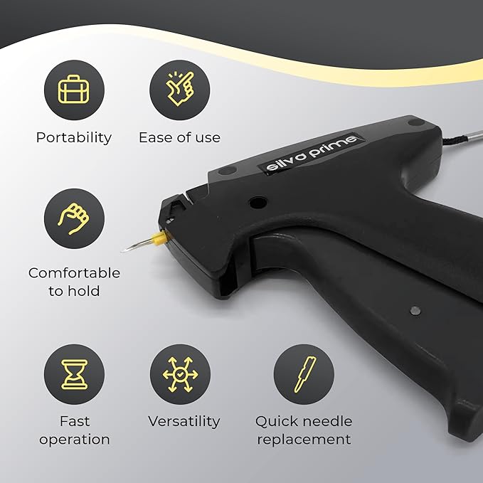 4000 Pcs Stitch Gun for Clothes, Tagging Gun for Clothing | 2000 Black & 2000 White Fasteners, 2 Stainless Steel Needles & Carry Case - Works on All Fabrics